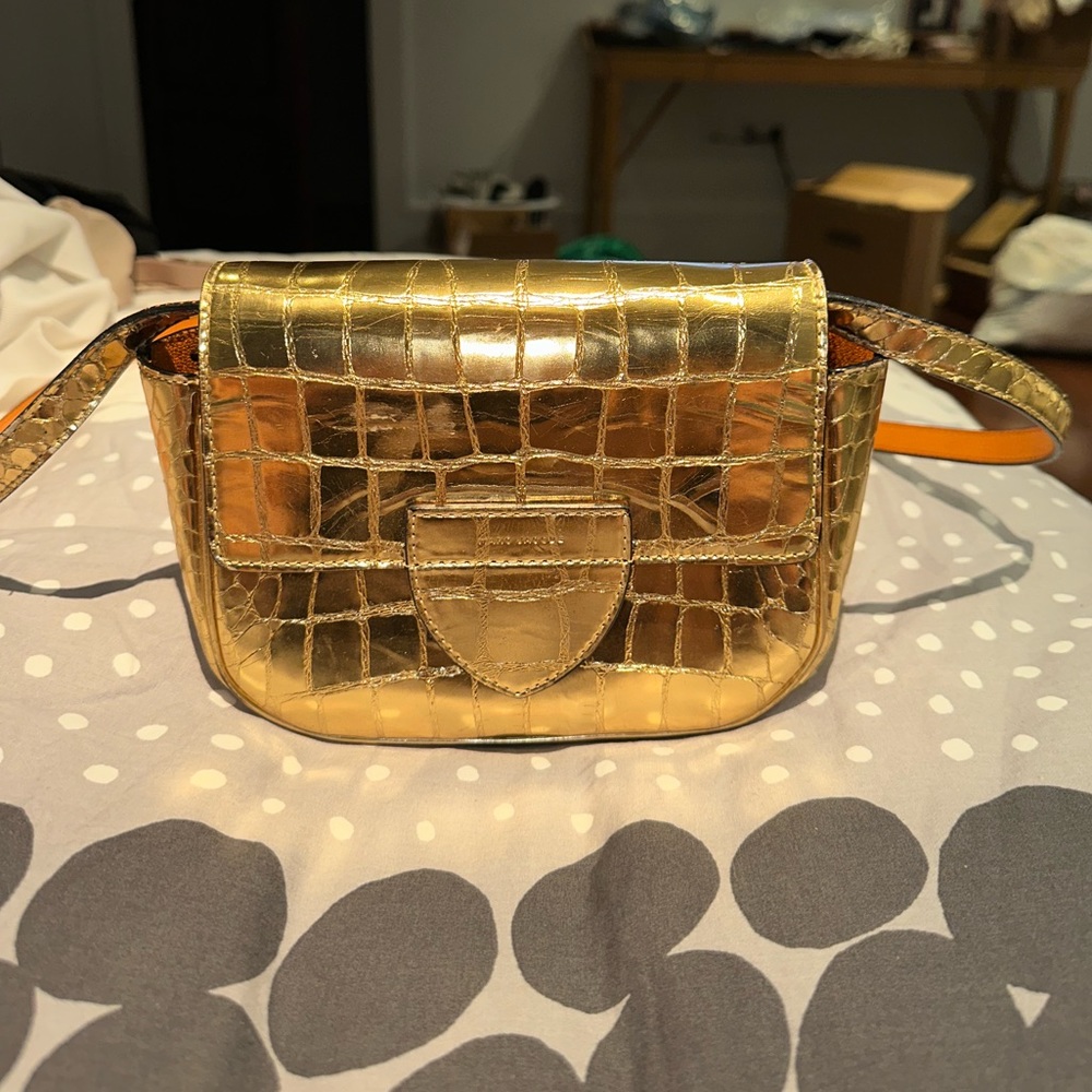 MARC JACOBS GOLD CROCODILE CROSSBODY BAG